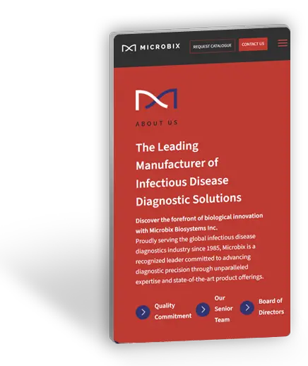 Web design showcase image for Microbix Biosystems e-commerce and digital experience project