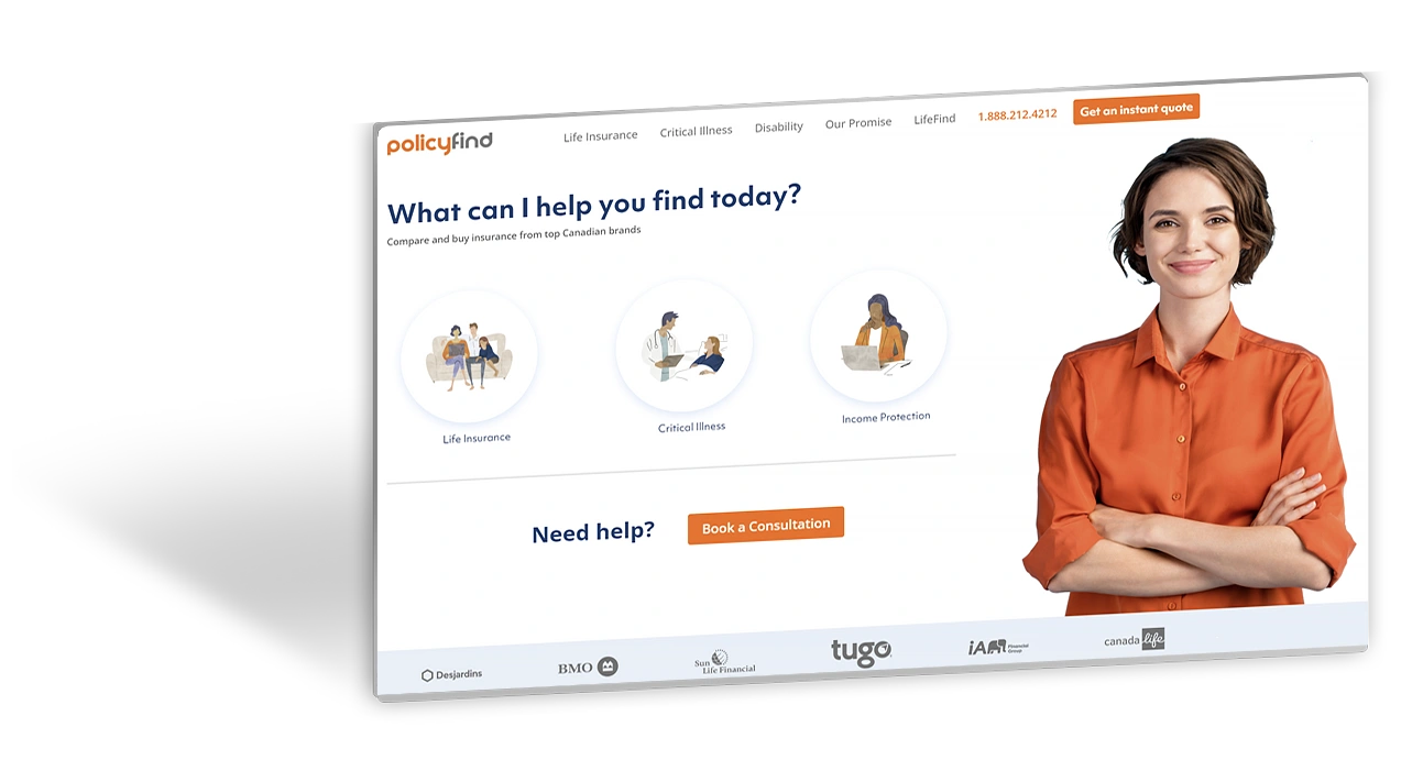 PolicyFind insurance quote API integration interface developed by blackDot.ca