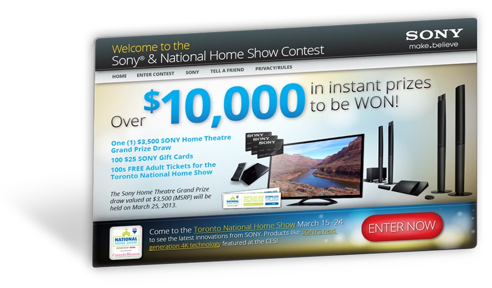 Custom web platform created for Sony Home Show event activation